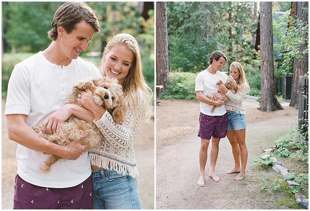 couple with puppy in Lake Tahoe